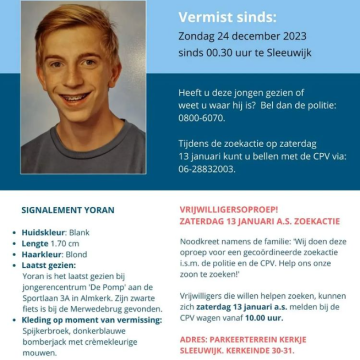 Zoekactie Yoran Vermist